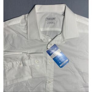 Haggar Premium Comfort Classic Fit Dress Shirt Men's 17-17.5 34/35 White
